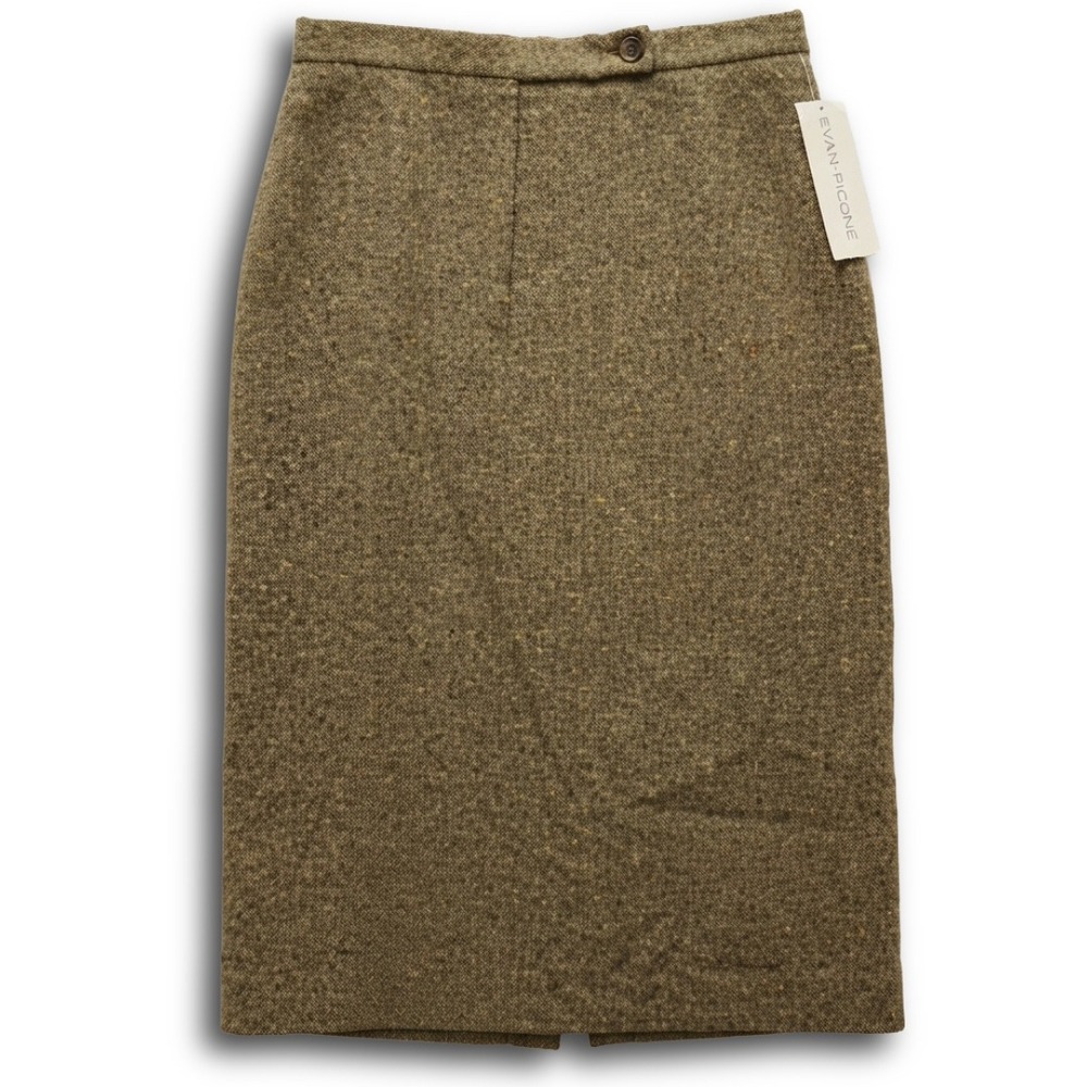 Evan-Picone Town & Country Vicuna Brown Tweed Wool Pencil Skirt Vintage Size 10